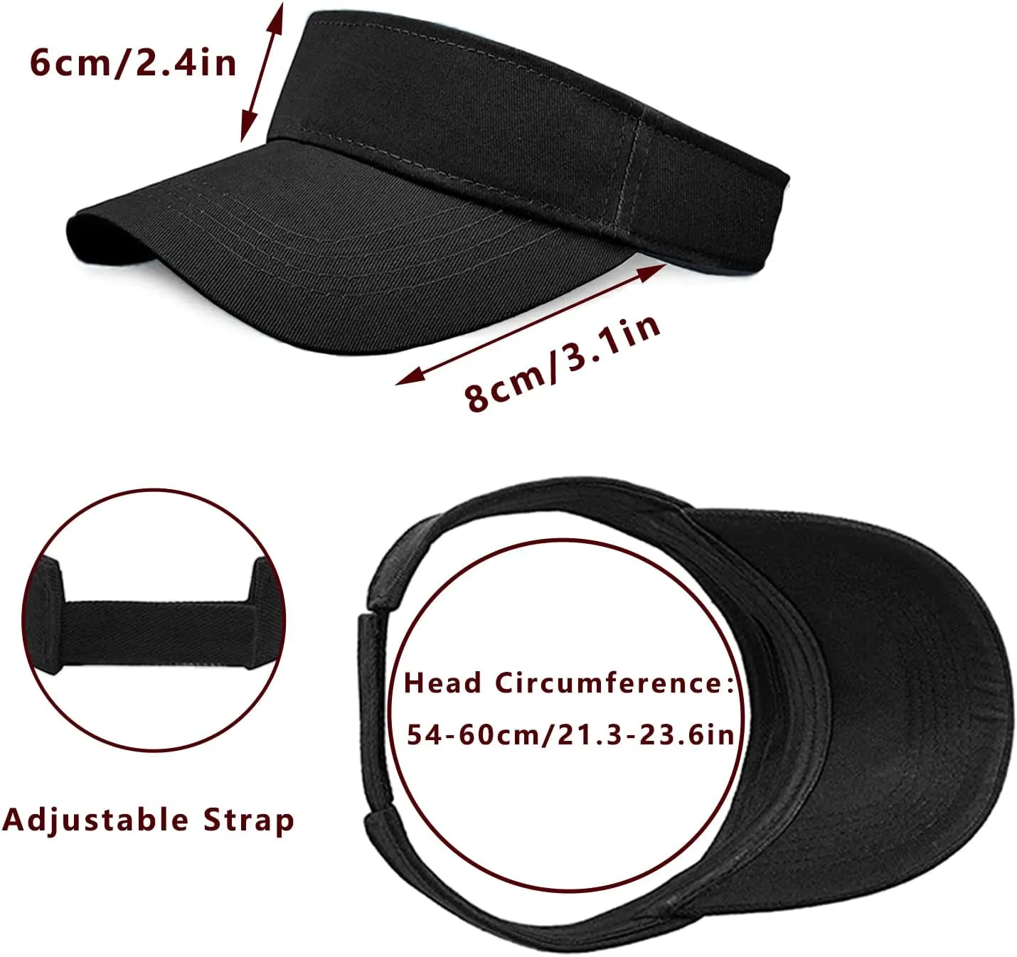 2 Pieces of Sun Visor Hats Adjustable Sport Visors Cap Visors for Women and Men (One Size)