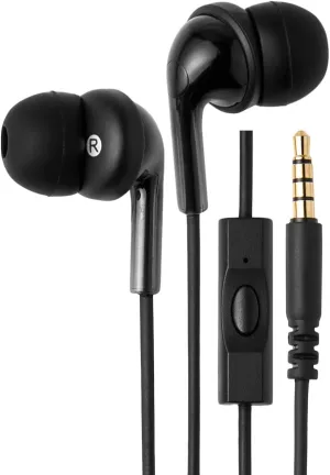 Amazon Basics 3.5mm Jack Wired Earbuds with Microphone, In Ear Headphones, 4.2 ft long cable, S/M/L Ear Tips, Black
