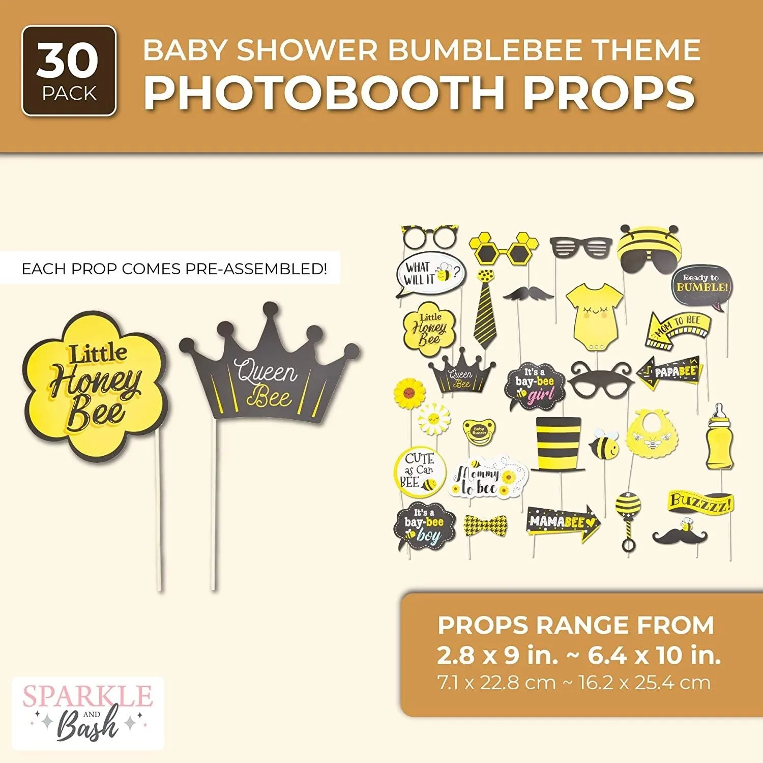 Bumble Bee Photo Booth Prop Kit (30 Pieces)
