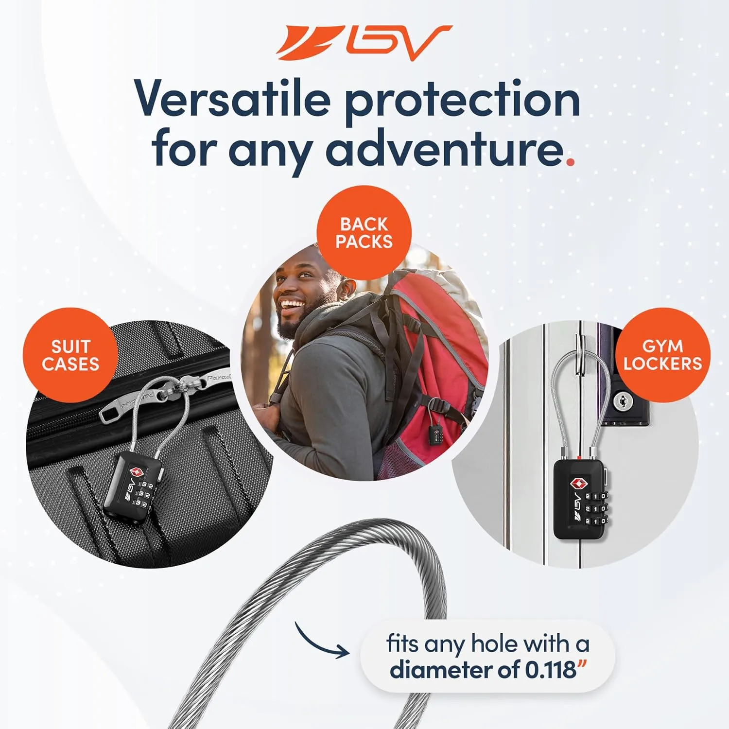 BV Black Combination Lock, TSA Approved, Resettable, 1000 Possibilities