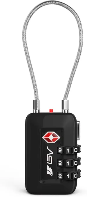 BV Black Combination Lock, TSA Approved, Resettable, 1000 Possibilities