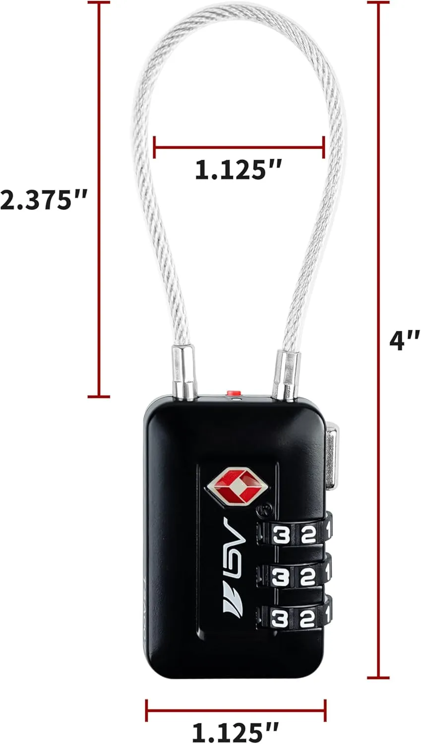 BV Black Combination Lock, TSA Approved, Resettable, 1000 Possibilities