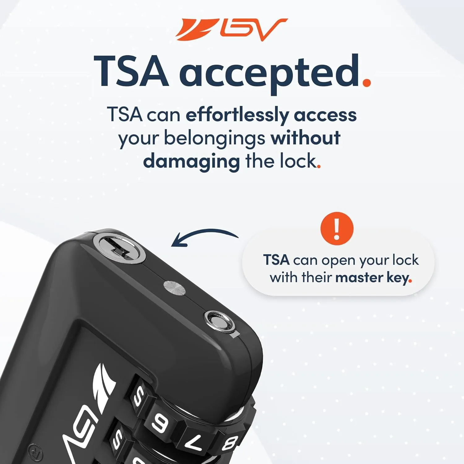BV Black Combination Lock, TSA Approved, Resettable, 1000 Possibilities