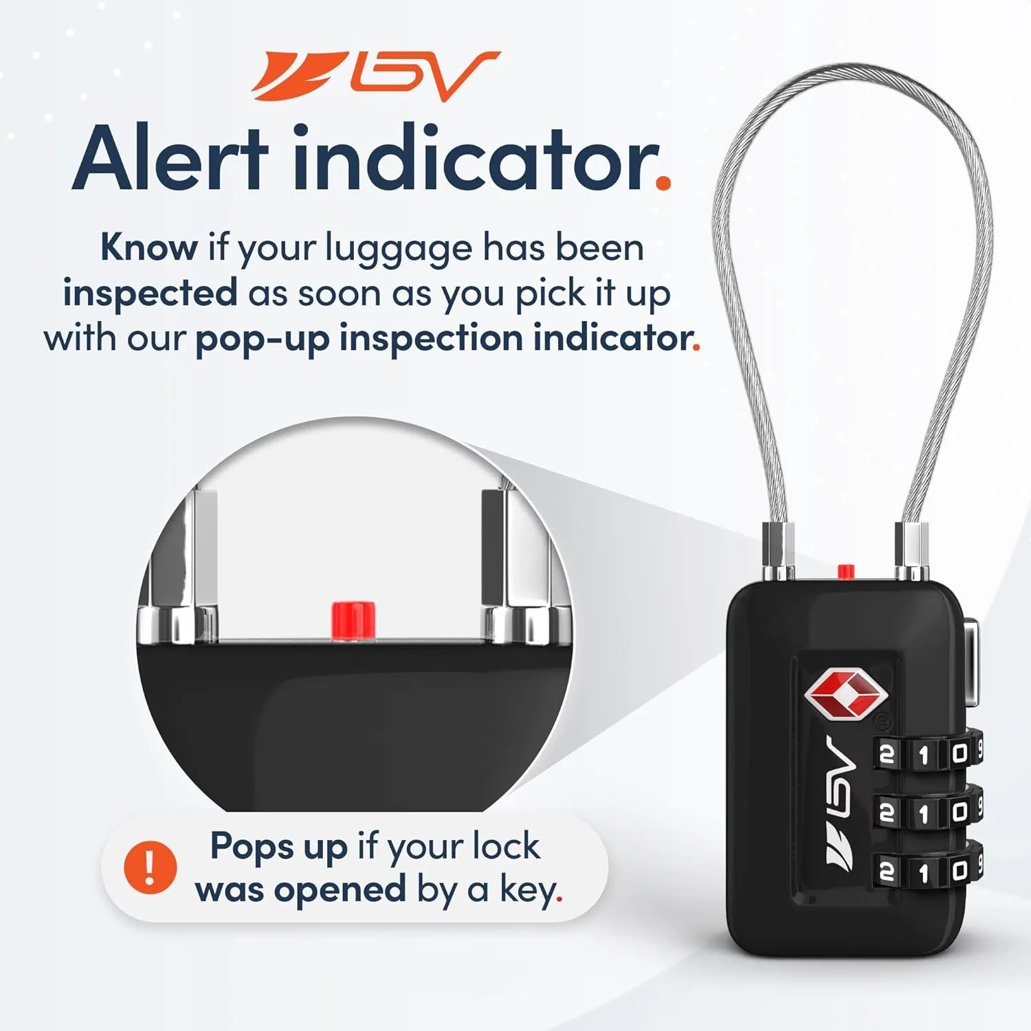 BV Black Combination Lock, TSA Approved, Resettable, 1000 Possibilities