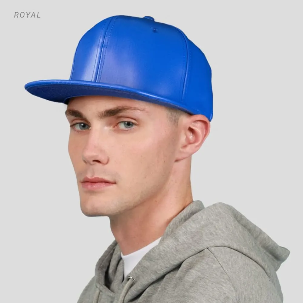 CHOK.LIDS PU Leather Flat Brim Hats for Men Women Hip Hop Baseball Snapback Blank Hats Solid Panther Black Fitted caps