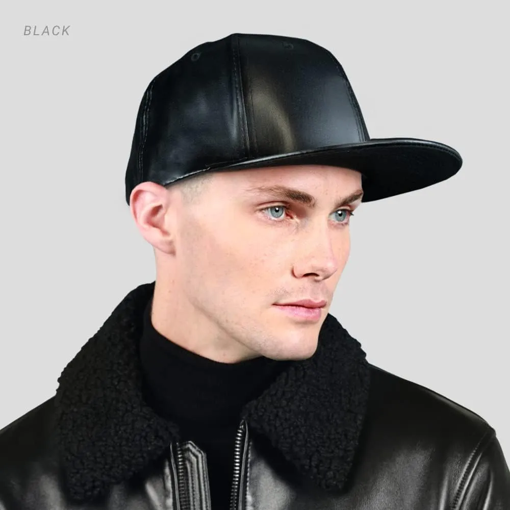 CHOK.LIDS PU Leather Flat Brim Hats for Men Women Hip Hop Baseball Snapback Blank Hats Solid Panther Black Fitted caps