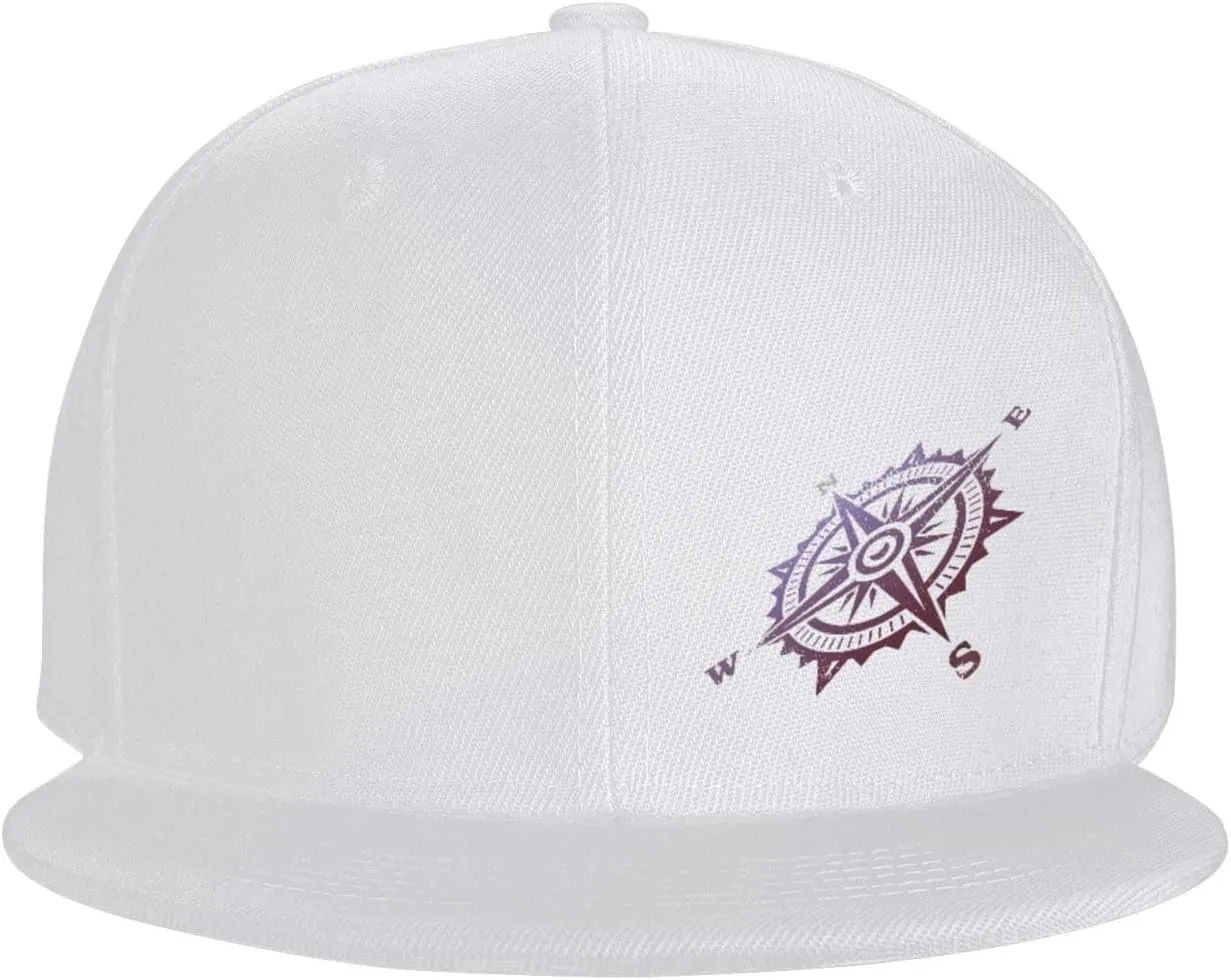 Compass Snapback Hats for Men Women Baseball Cap Flat Bill Brim Hat