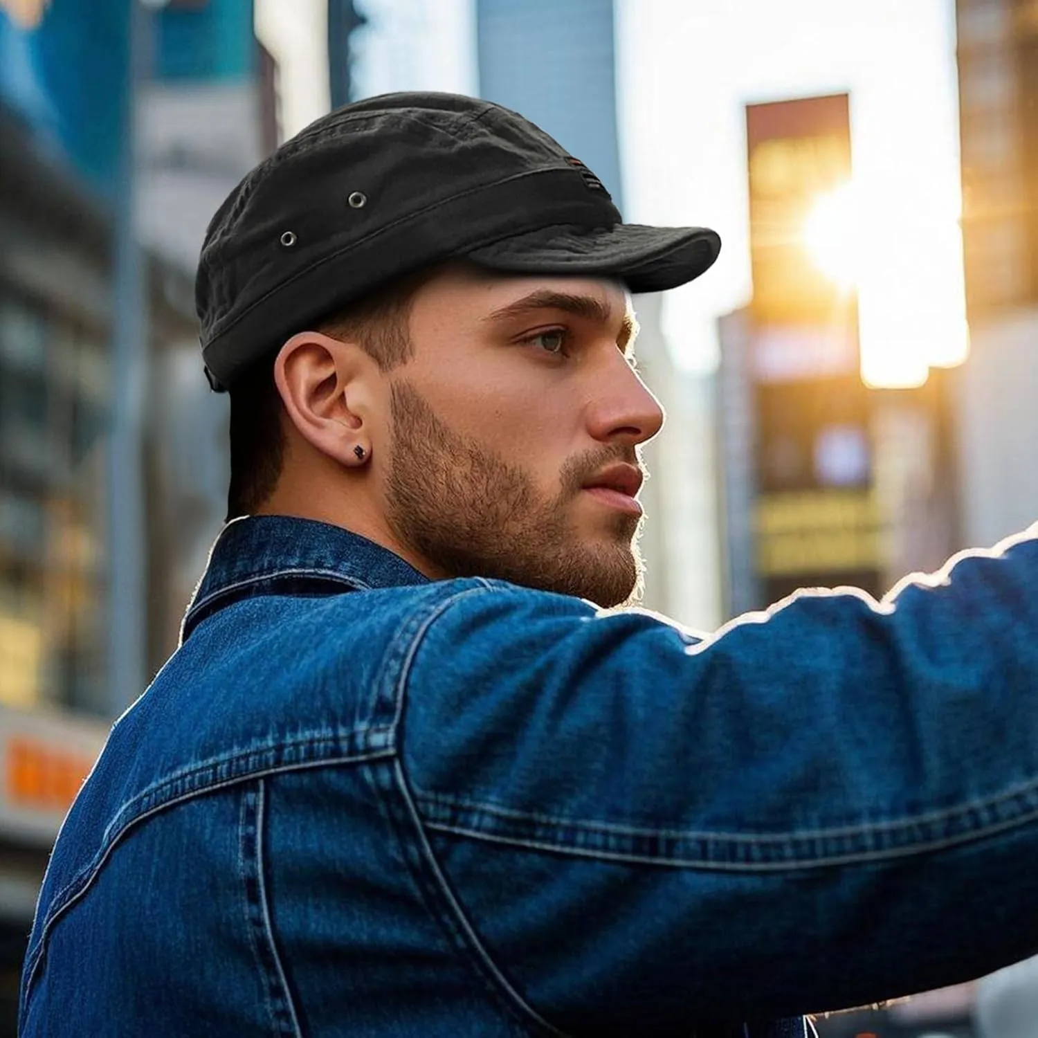 Croogo 5 Panel Short Brim Baseball Cap Soft Trucker Hats Short Bill Cadet Caps Casual Umpire Dad Hats Snapback Hats for Men