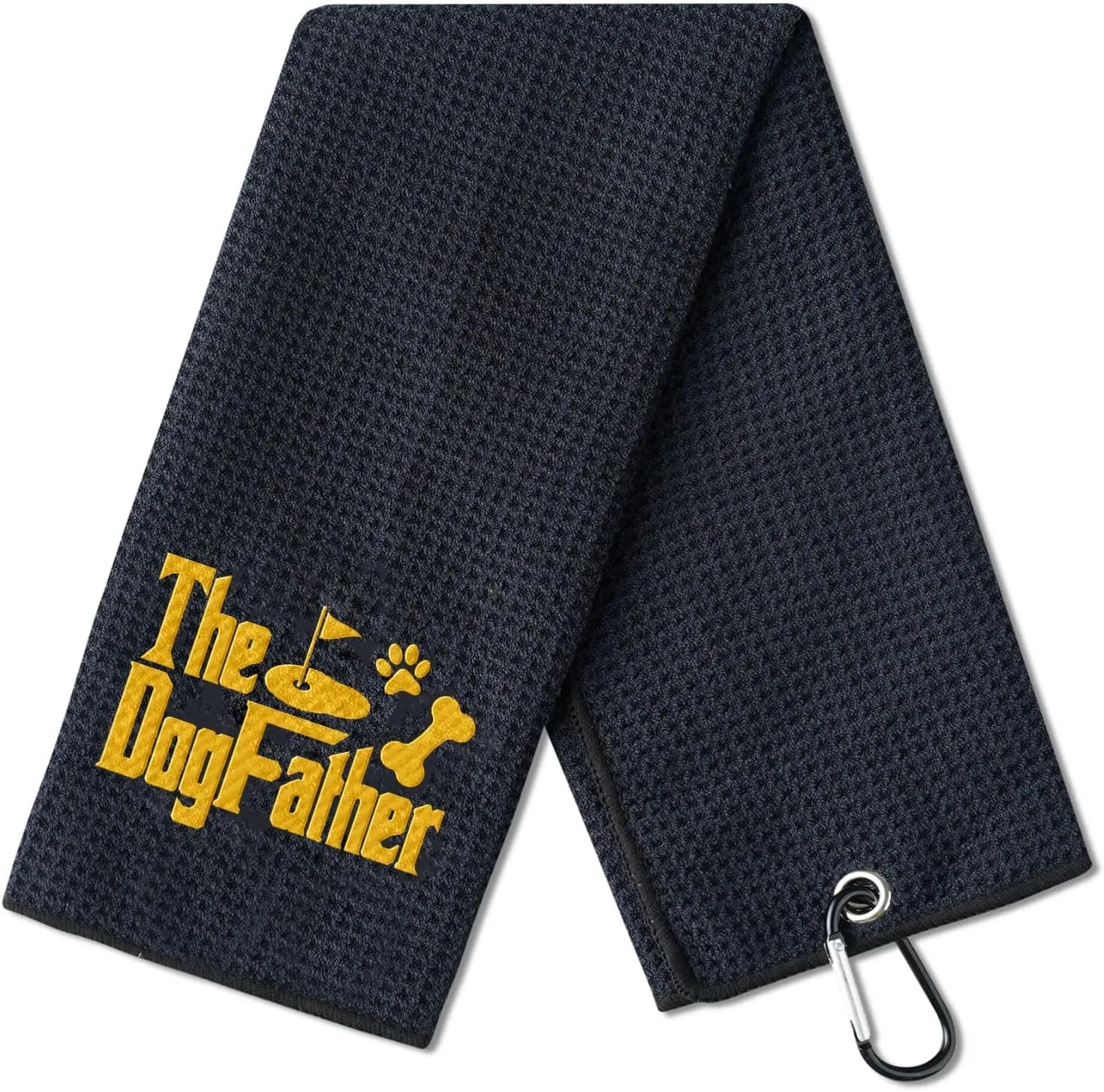 Dog Dad Golf Towels, Golf Accessory for Golf Bags, Golf Gifts for Dog Dad on National Golf Day, Retirement, Birthday, Christmas, 16x 24 Microfiber Golf Towel, Black - Dog Dad