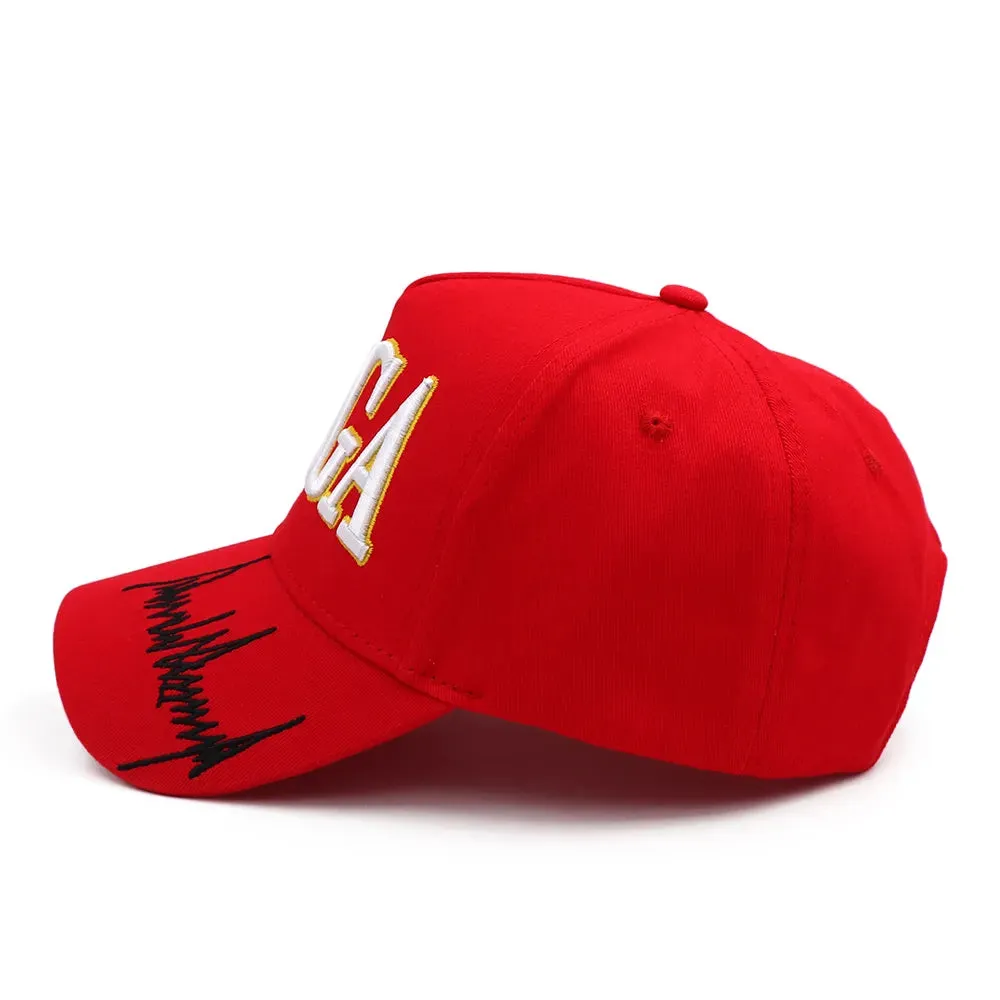 Donald Trump 2024 Cap USA Flag Baseball Caps MAGA Trump Signature Snapback President Hat 3D Embroidery