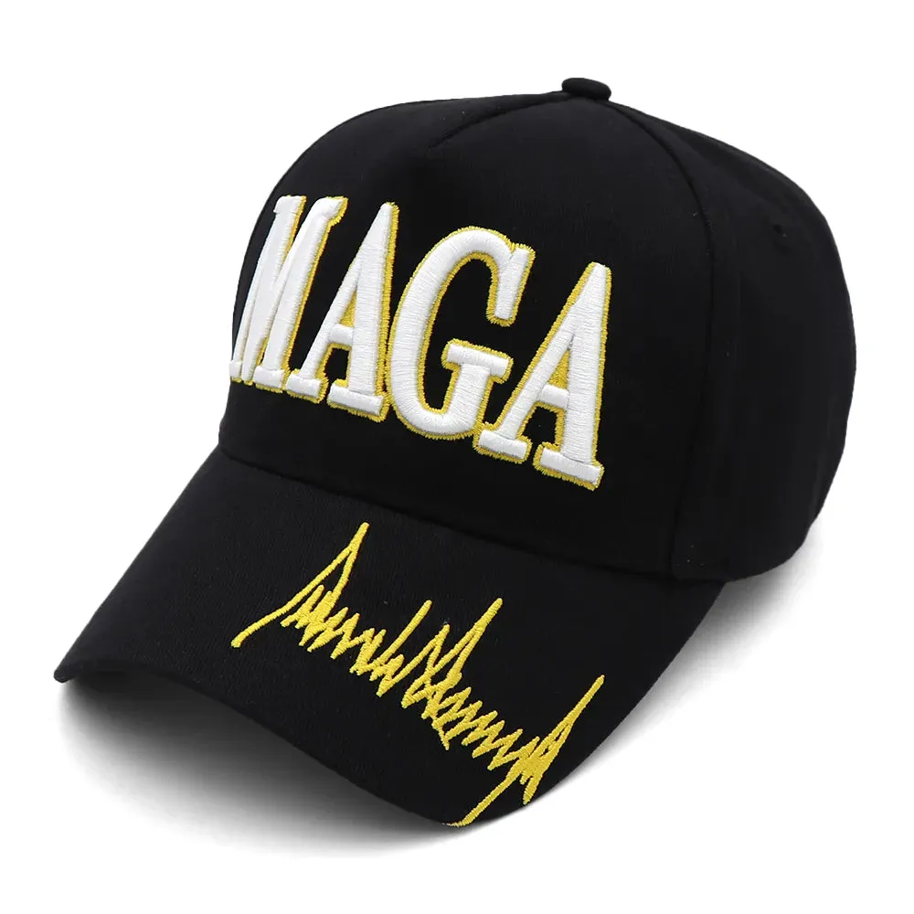 Donald Trump 2024 Cap USA Flag Baseball Caps MAGA Trump Signature Snapback President Hat 3D Embroidery