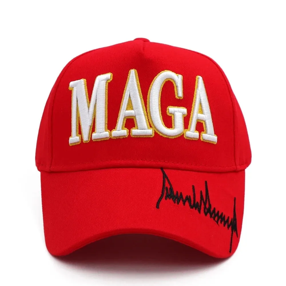 Donald Trump 2024 Cap USA Flag Baseball Caps MAGA Trump Signature Snapback President Hat 3D Embroidery