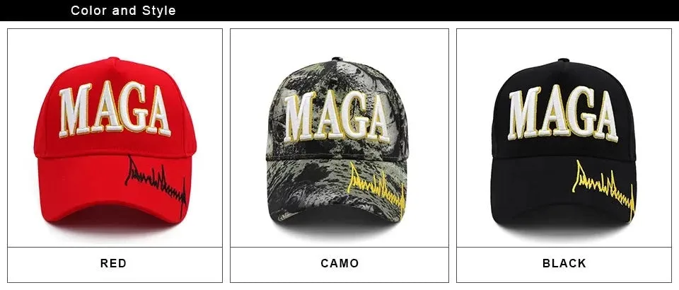 Donald Trump 2024 Cap USA Flag Baseball Caps MAGA Trump Signature Snapback President Hat 3D Embroidery