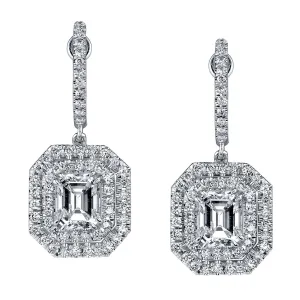 Emerald Cut Diamond Drop Earrings