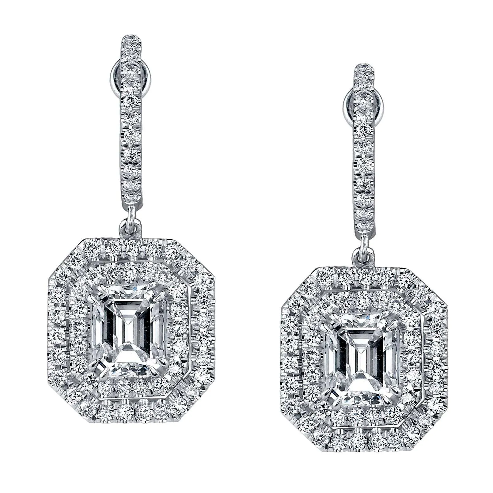 Emerald Cut Diamond Drop Earrings
