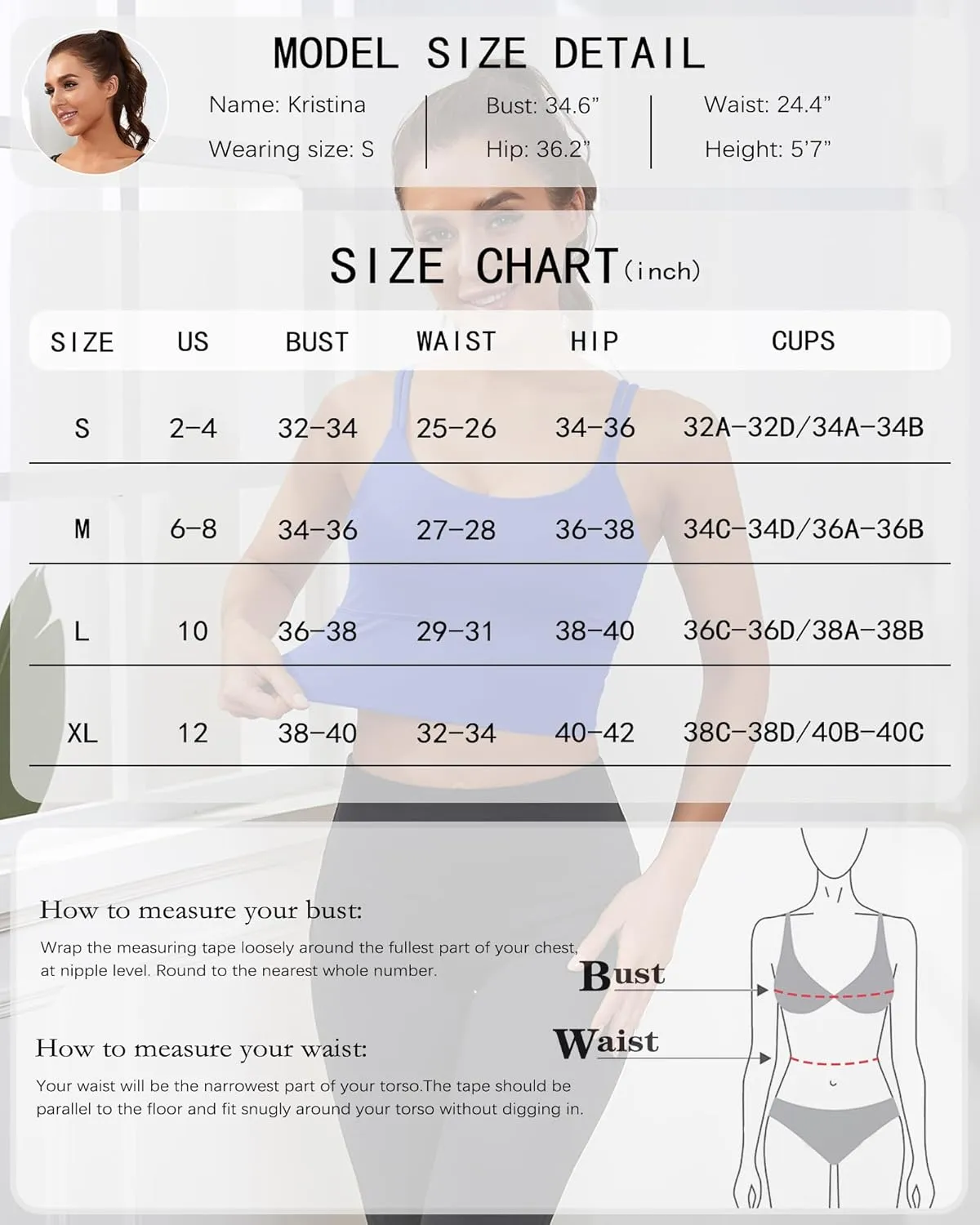 Everrysea Sports Bras for Women High Support Longline Workout Tank Tops Built in Bra Strappy Yoga Padded Crop Top