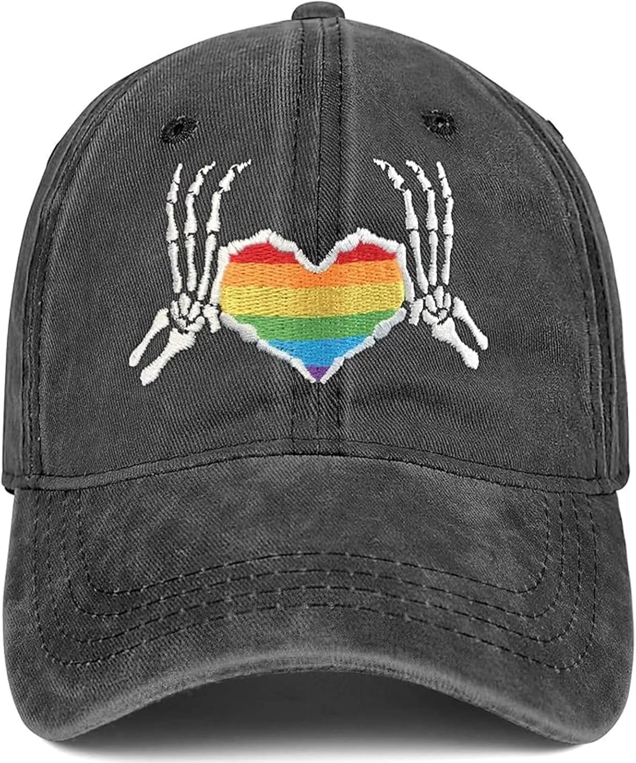 Gay Pride Baseball Hat for Men and Women, LGBT Rainbow Embroidered Trucker Hats Adjustable Washable LGBTQ Baseball Cap Gifts