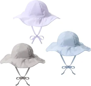 Geyoga 3 Pcs Baby Sun Hat Summer Beach Hat Outdoor Adjustable Floppy Cap with Protection Wide Brim for Boy and Girl