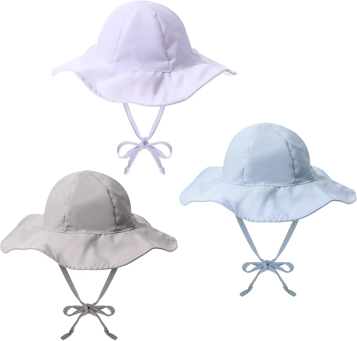 Geyoga 3 Pcs Baby Sun Hat Summer Beach Hat Outdoor Adjustable Floppy Cap with Protection Wide Brim for Boy and Girl