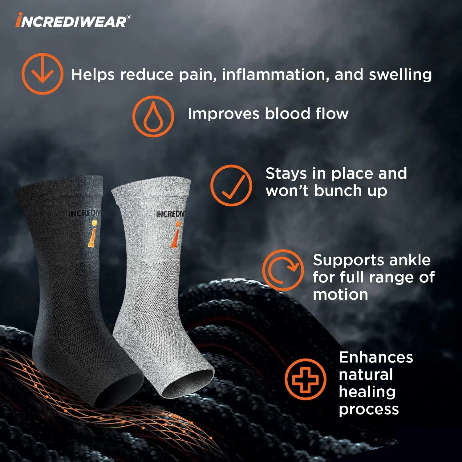 Incrediwear Ankle Sleeve  Ankle Brace for Joint Pain Relief, Sprained Ankle Support, Arthritis, Inflammation Relief, and Circulation, Ankle Support for Women and Men (Black, Large)