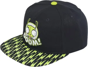 Invader Zim Baseball Cap, Gir Doom Adult Snapback Hat with Flat Brim, Black, One Size