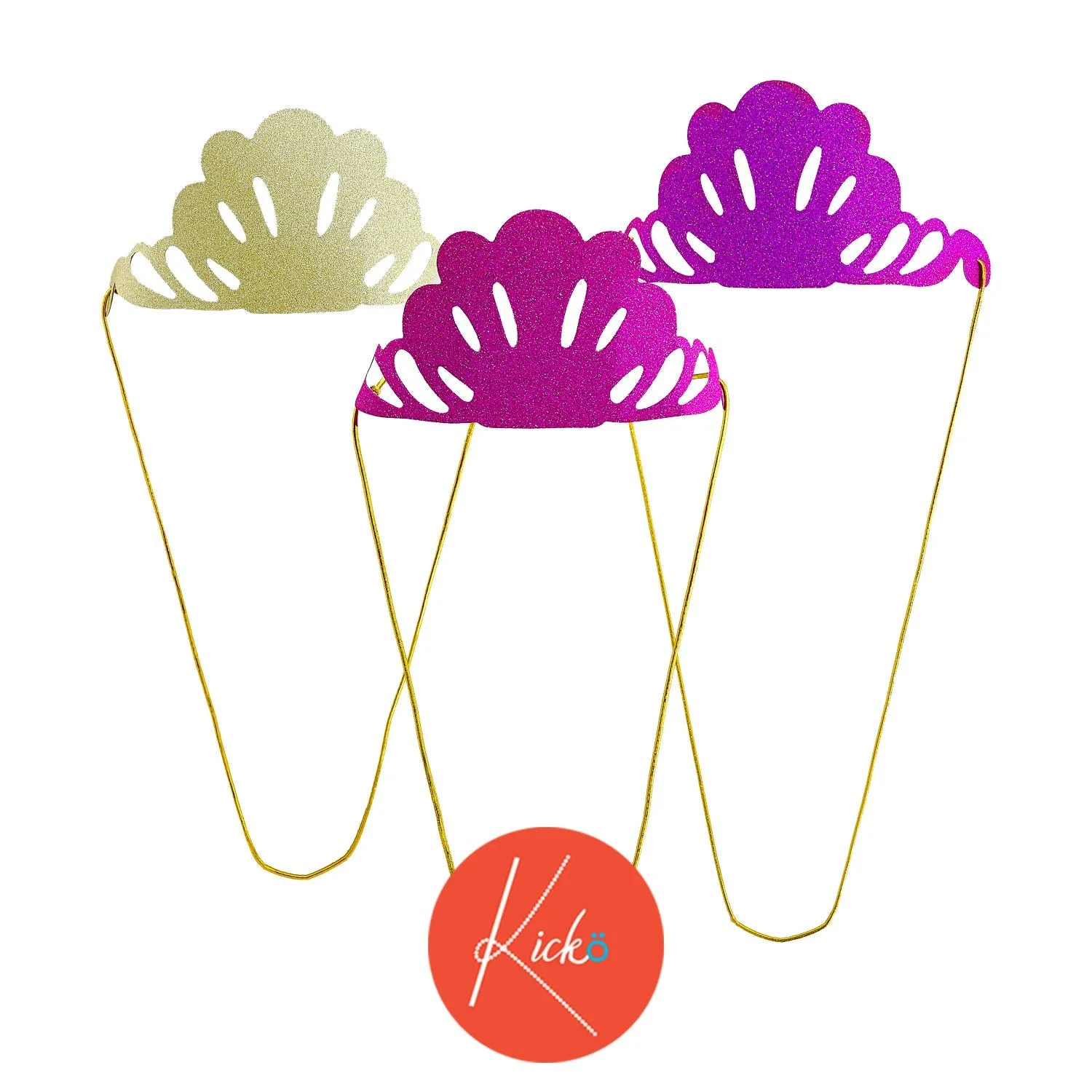 Kicko Mini Glossy Mermaid Crowns - 18 Pack - for Kids, Party Favors, Under the Sea Events