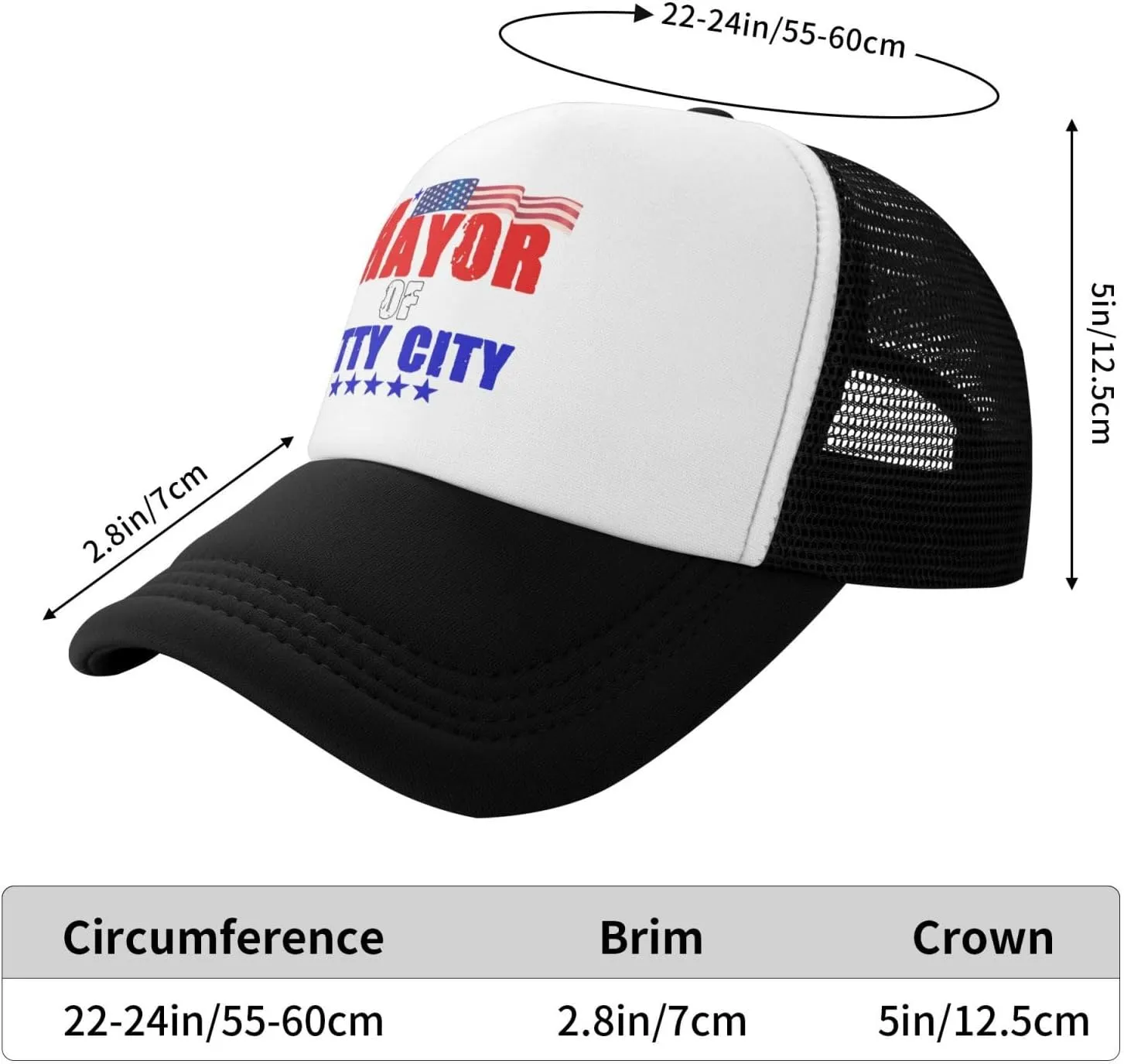 Mayor of Titty City Men's Black Adjustable Baseball Cap Vintage Dad Hat Trucker Cap