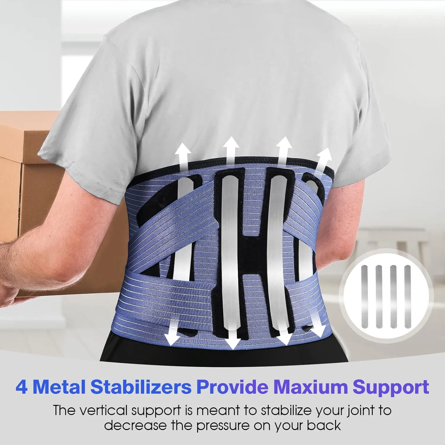 NEENCA Back Support Brace, Adjustable Lumbar Support for Pain Relief of Back/Lumbar/Waist, Waist Wrap with Spring Stabilizers for Injury, Herniated Disc,Sciatica, Scoliosis and more - FSA/HSA APPROVED