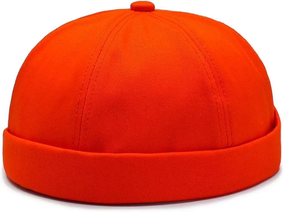 No Brim Skullcap Sailor Cap Adjustable Rolled Cuff Docker Beanie Hat Brimless Caps for Men