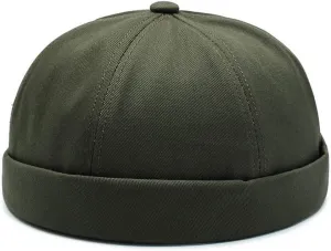 No Brim Skullcap Sailor Cap Adjustable Rolled Cuff Docker Beanie Hat Brimless Caps for Men