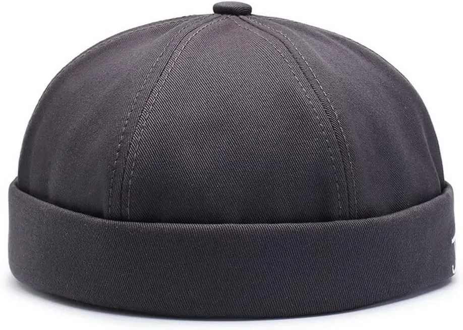 No Brim Skullcap Sailor Cap Adjustable Rolled Cuff Docker Beanie Hat Brimless Caps for Men
