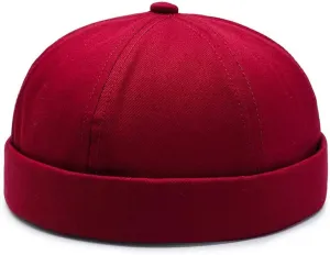 No Brim Skullcap Sailor Cap Adjustable Rolled Cuff Docker Beanie Hat Brimless Caps for Men