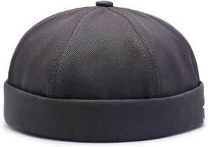 No Brim Skullcap Sailor Cap Adjustable Rolled Cuff Docker Beanie Hat Brimless Caps for Men
