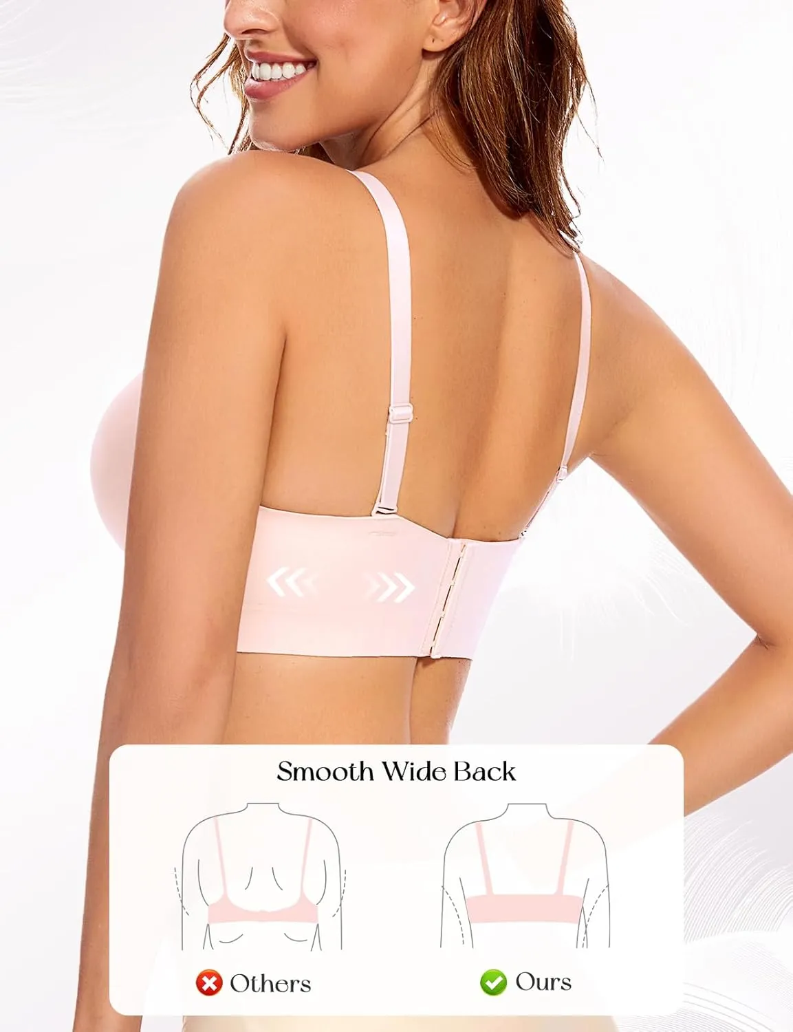 Push Up Padded Bras for Women Add 2 Cups Plunge T Shirt Everyday Bra Seamless Underwire Support