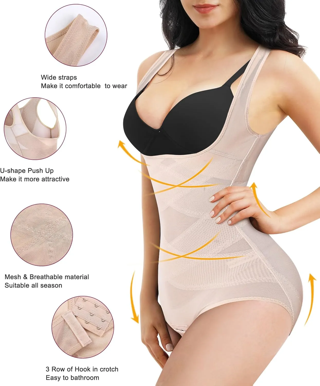 REYEOGO Shapewear Bodysuit for Women Tummy Control Butt Lifter Panty Hi-Waist Trainer Stomach Body Shaper Slimming Girdles
