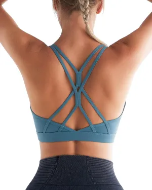RUNNING GIRL Strappy Sports Bra for Women Sexy Crisscross Back Light Support Yoga Bra with Removable Cups