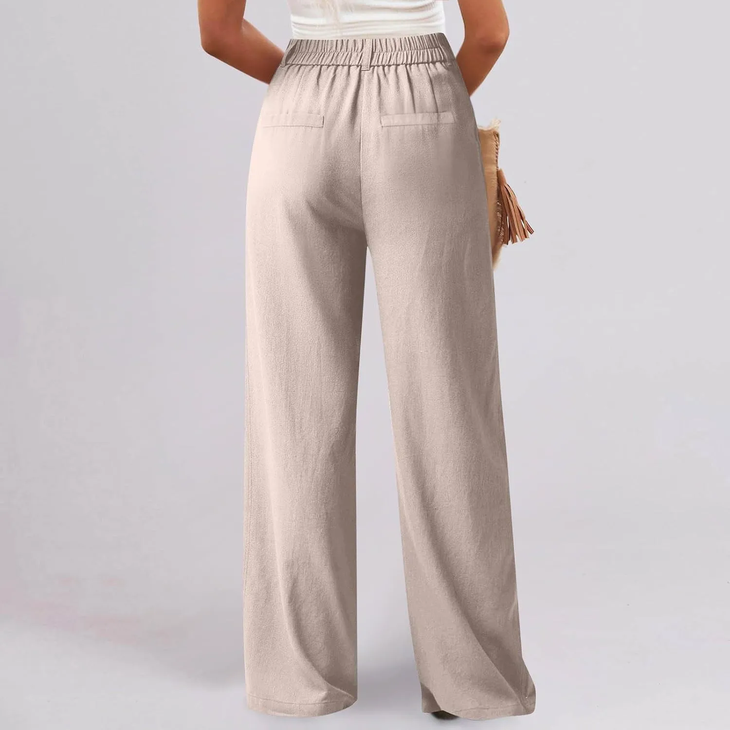 Sinzelimin Womens Suit Pants Fashion Solid Color Button Zip Closure Stretch Comfy Dressy Casual Trouser Office Work Sweatpant
