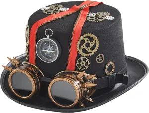 Steampunk Hat, Mardi Gras Steampunk Hats, Men's Steampunk Hats with Glasses, Steampunk Accessories for Adult