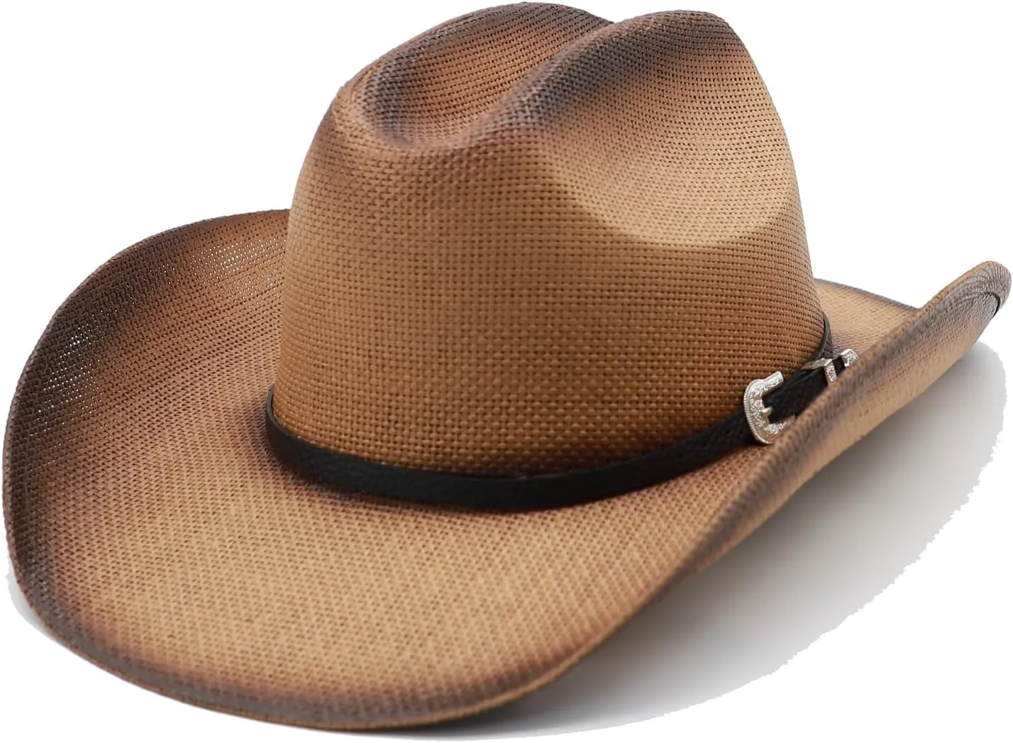 Straw Cowboy Hat for Men Cowgirl Hats Women Wide Brim Beach Sun Hat Western Summer Hats (US, Alpha, Medium, A-Khaki)