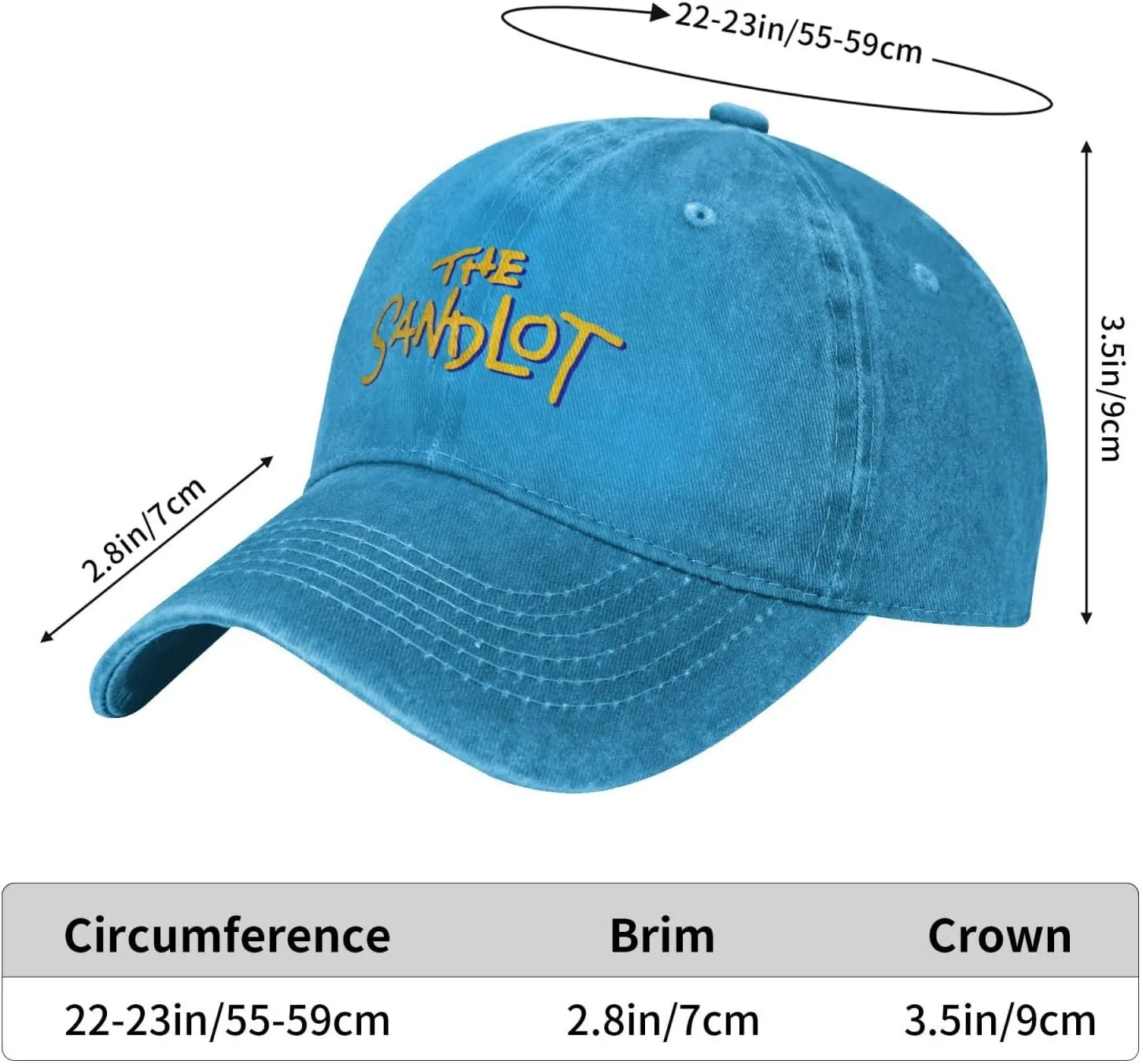 The Sandlot Banner Casquette Baseball Cap Cowboy Hat Unisex Denim Adults Denim Hat Adjustable Size Black