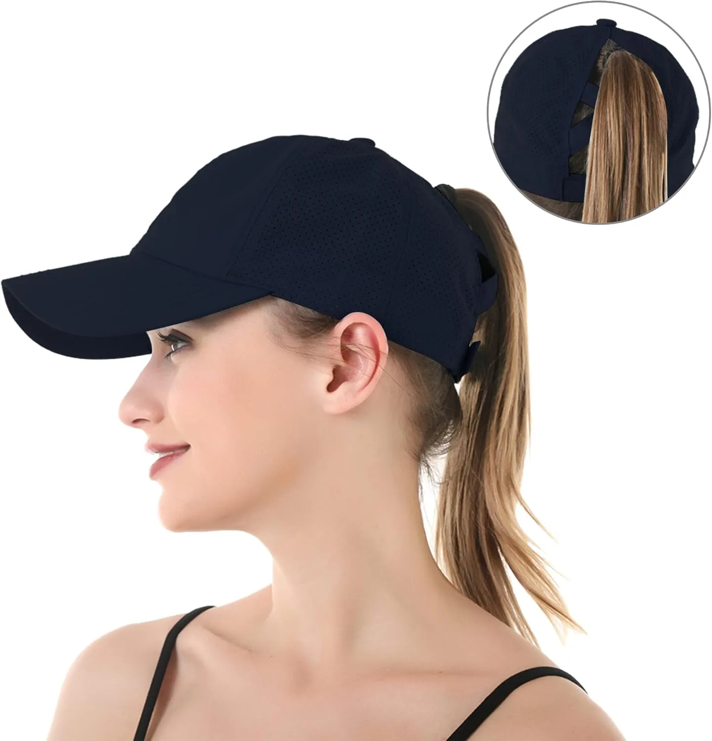 UTTPLL Womens Ponytail Baseball Cap Adjustable Ponycap Trucker Hats Summer Mesh Outdoor Sports Criss Cross Caps Dad Hat