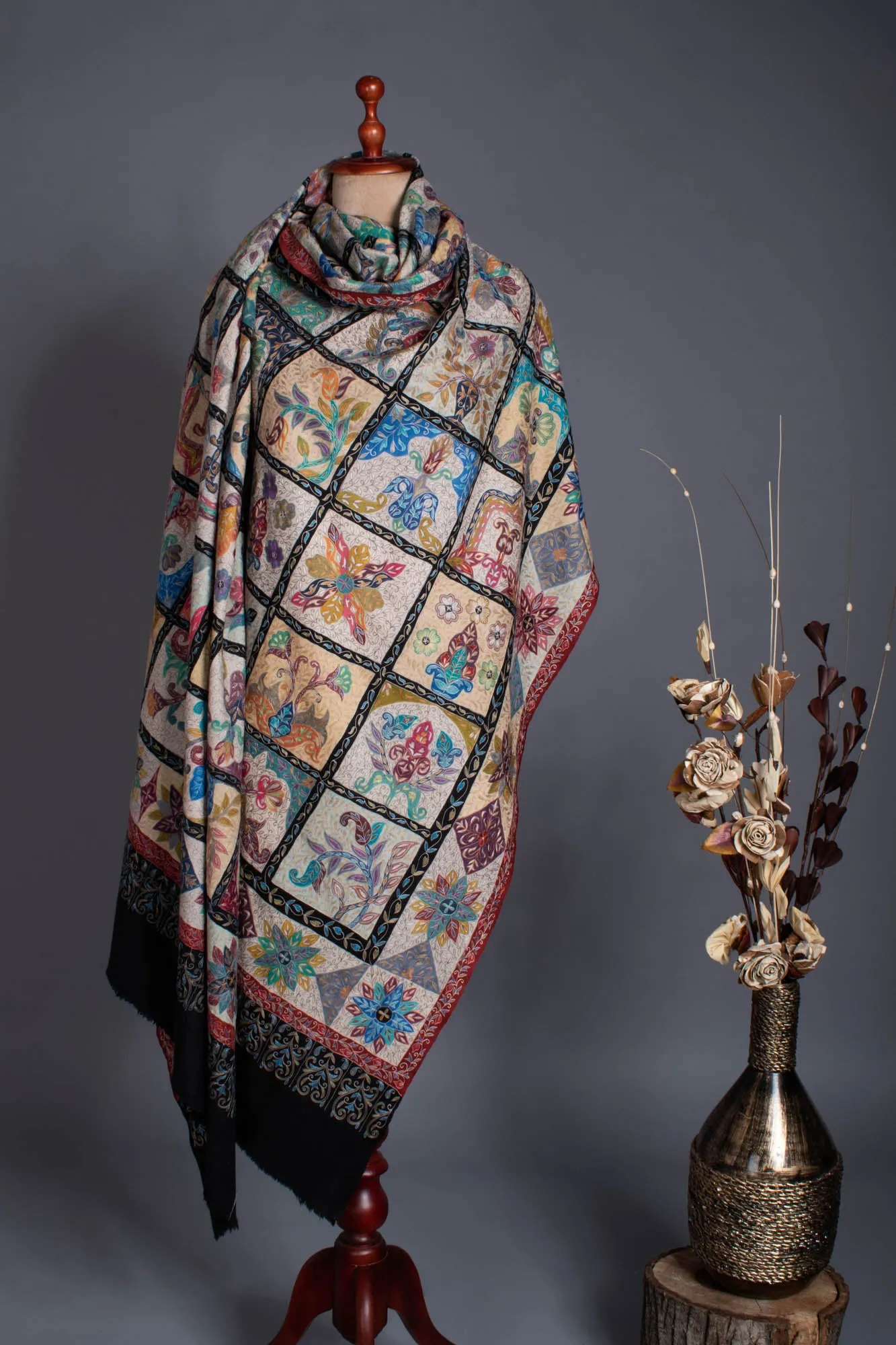XL Artistic Kalamkari Pashmina - ZAPOPAN